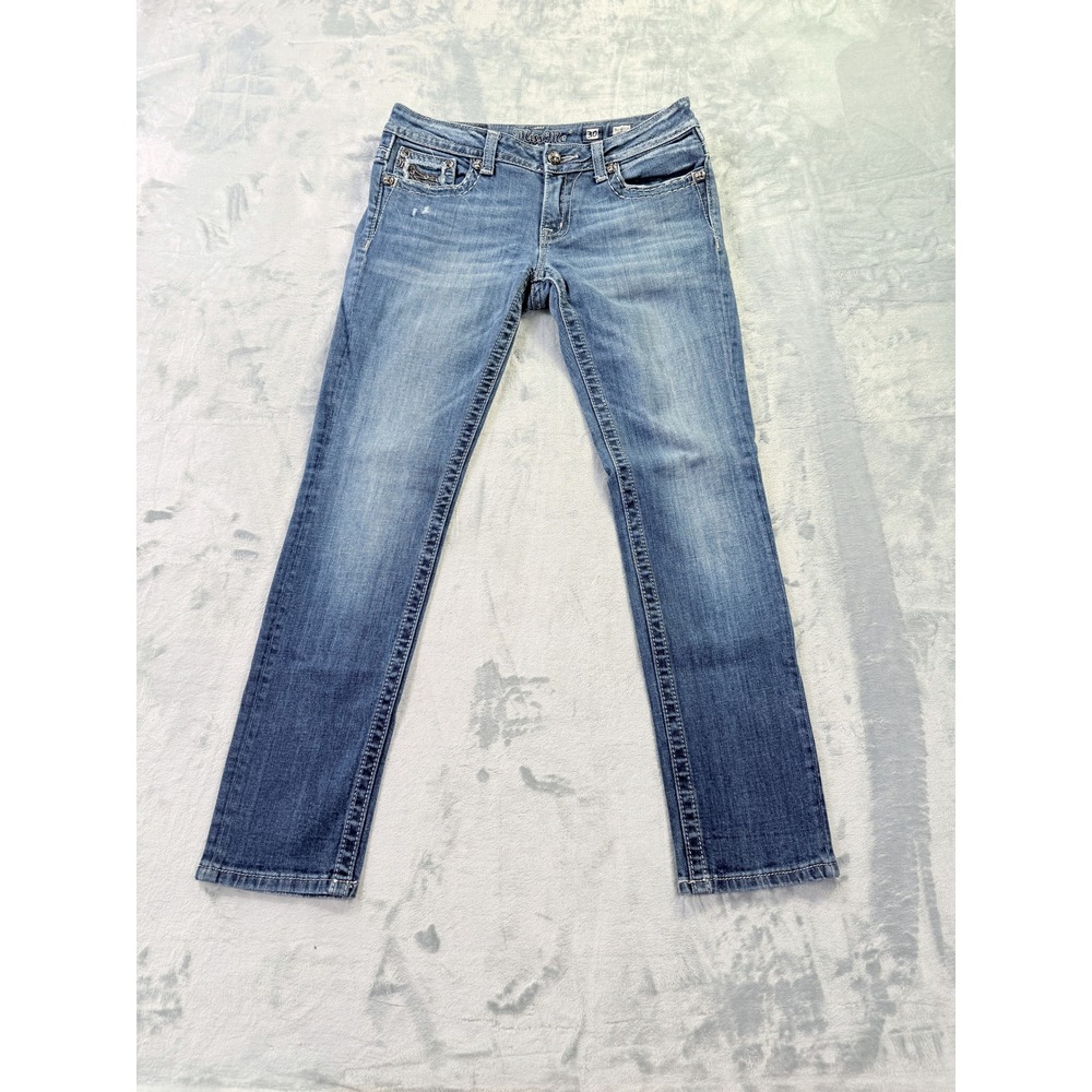 Miss Me Skinny Jeans Medium Wash Embellished Flap Pocket Size 30
